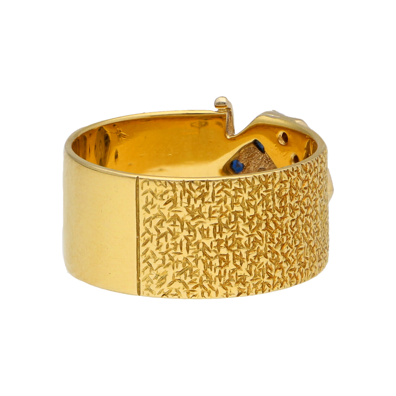 Anello fascia oro giallo con zaffiri e diamantini_4