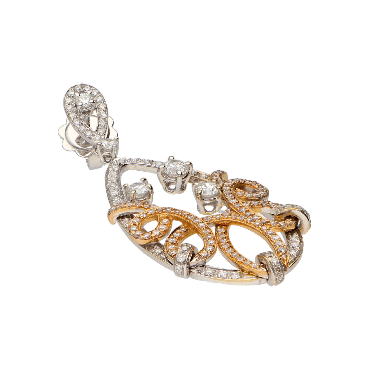 Orecchini pendenti oro bianco e rosa con diamanti 3,06 ct._2