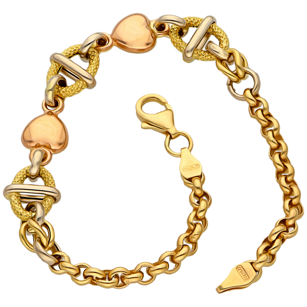 Bracciale tre ori con cuori_2