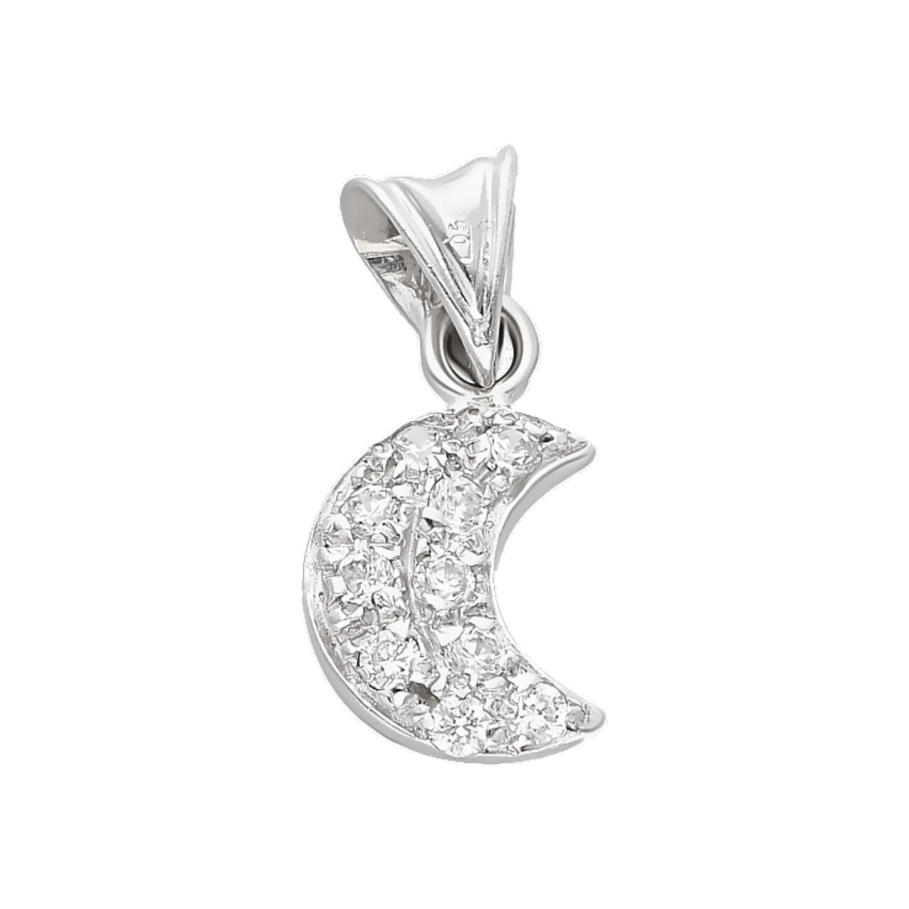 Ciondolo luna oro bianco con zirconi_1