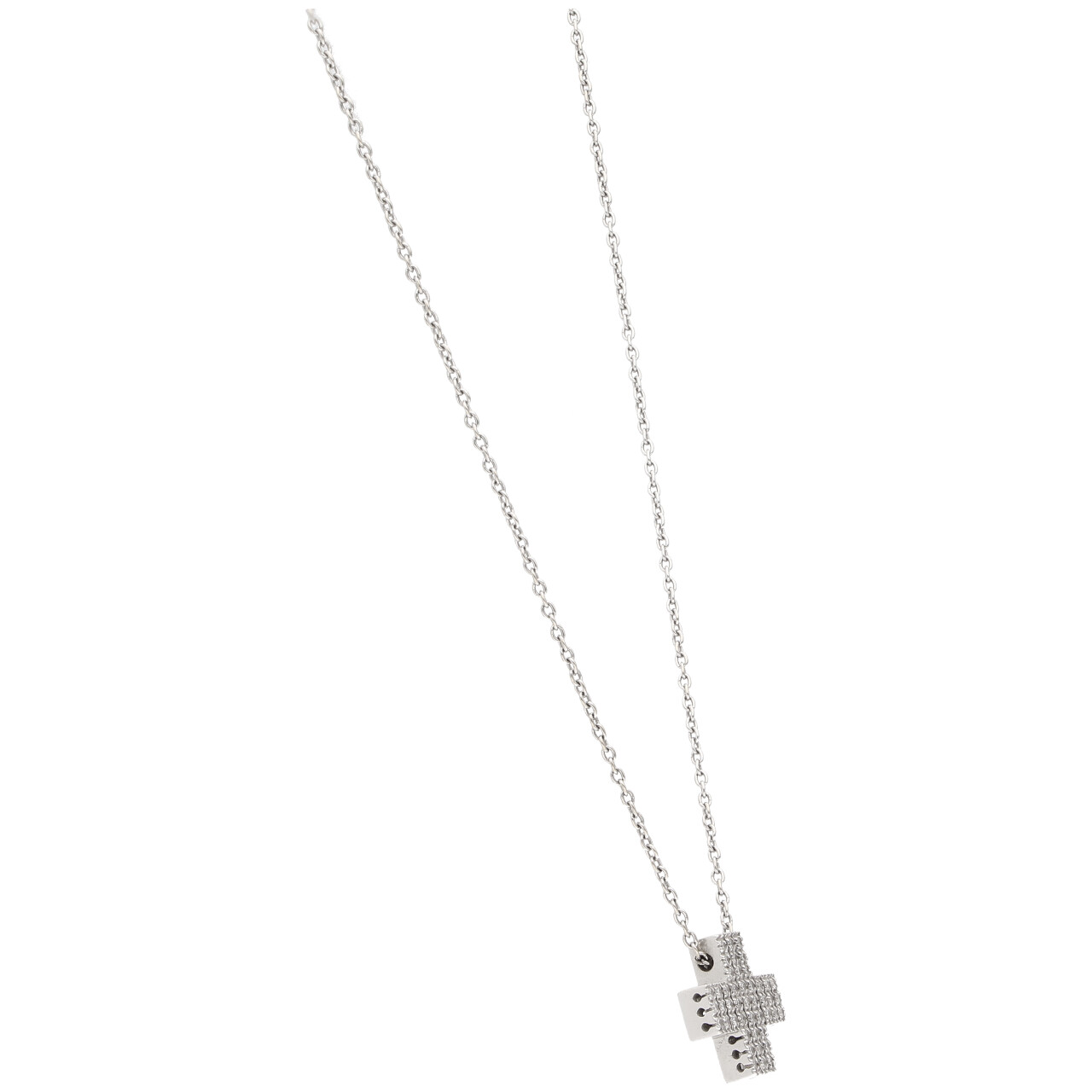 Collana con pendente croce oro bianco e diamanti_3