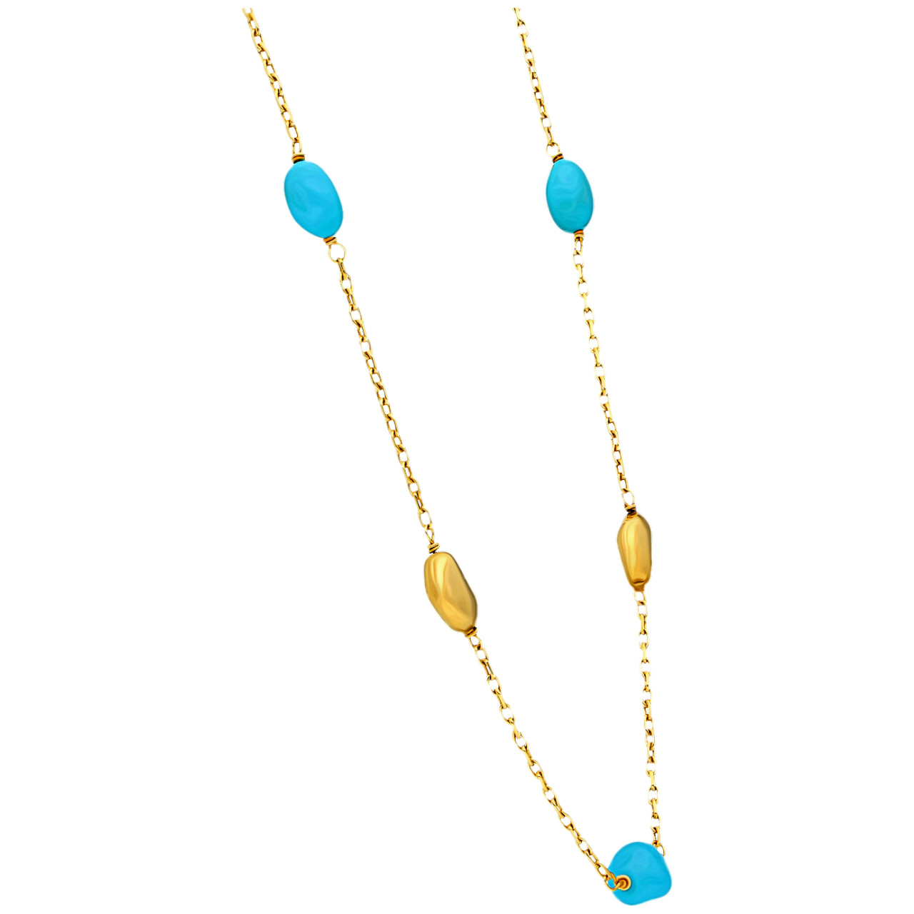 Collana in oro giallo con turchesi_3