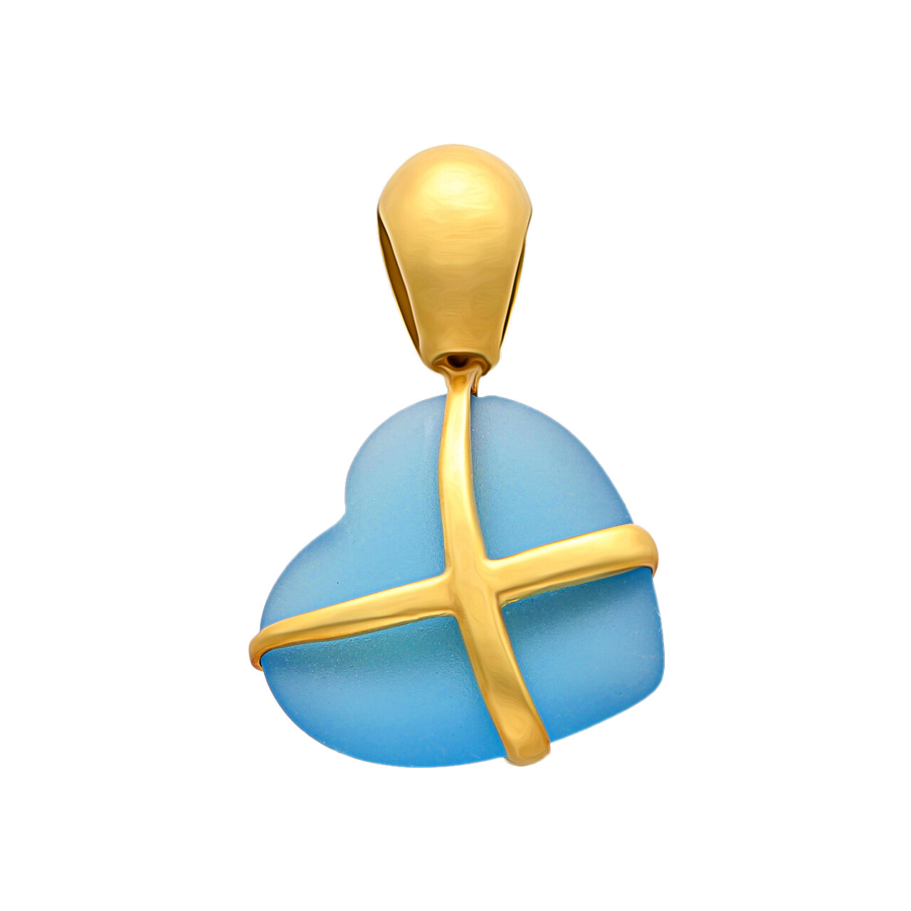 Ciondolo cuore oro giallo con cristallo satinato_1