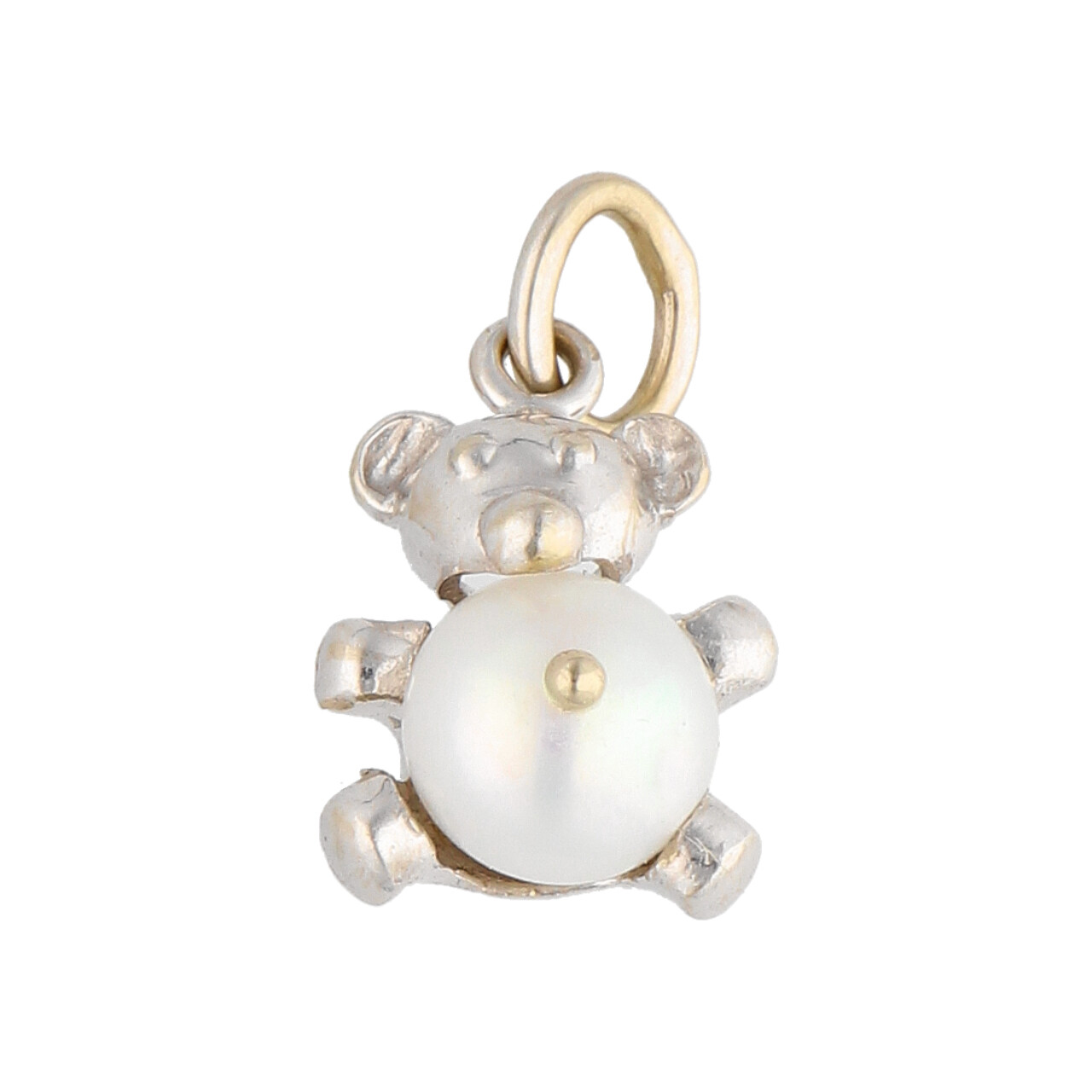 Ciondolo orsetto oro bianco con perla_1