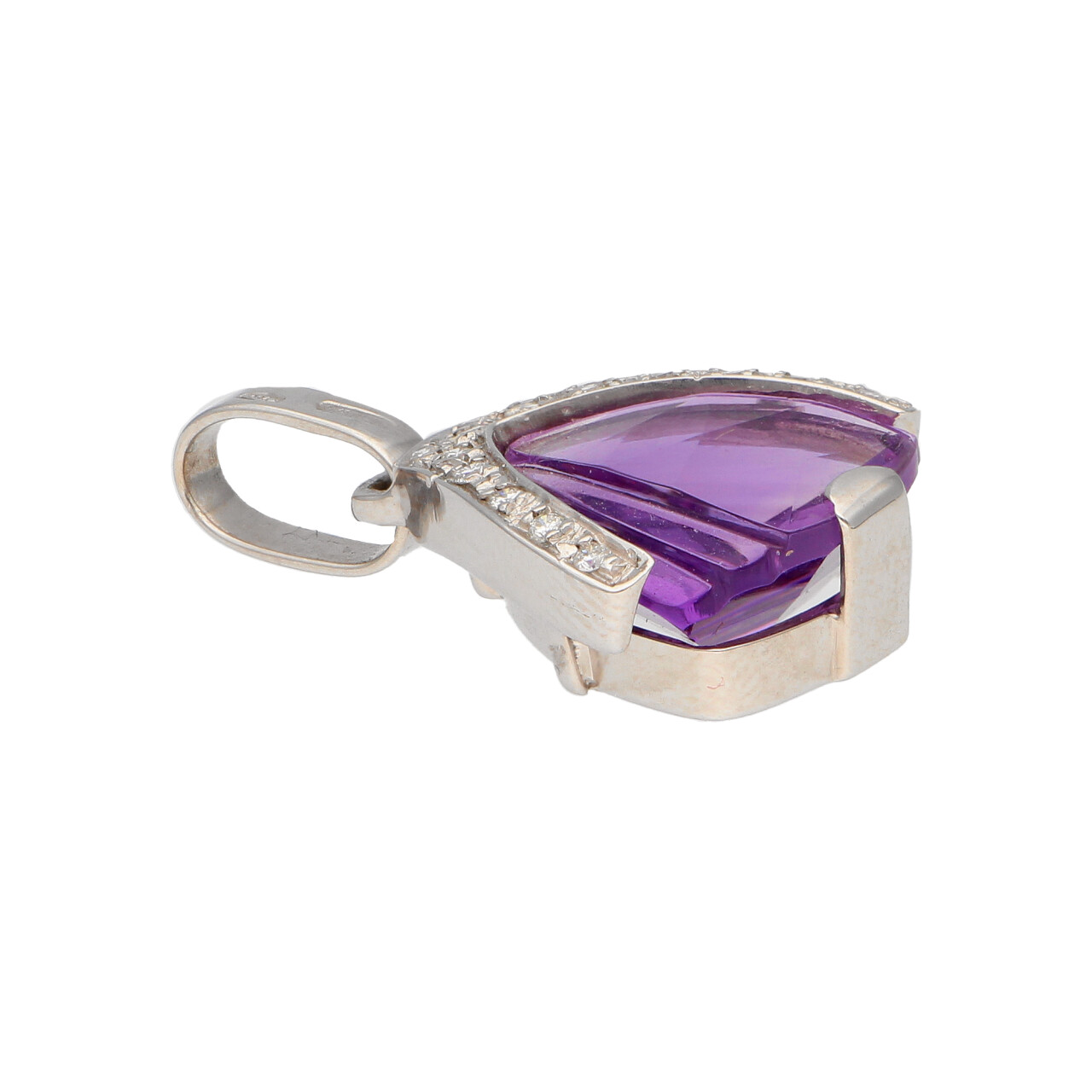 Ciondolo oro bianco con ametista e diamanti_2