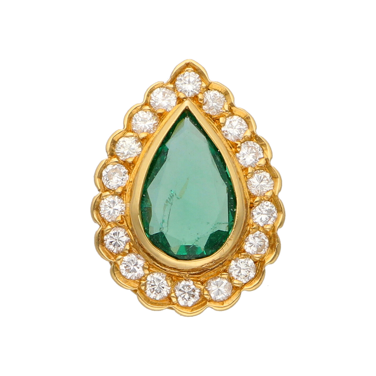 Ciondolo goccia oro giallo con tormalina e diamanti