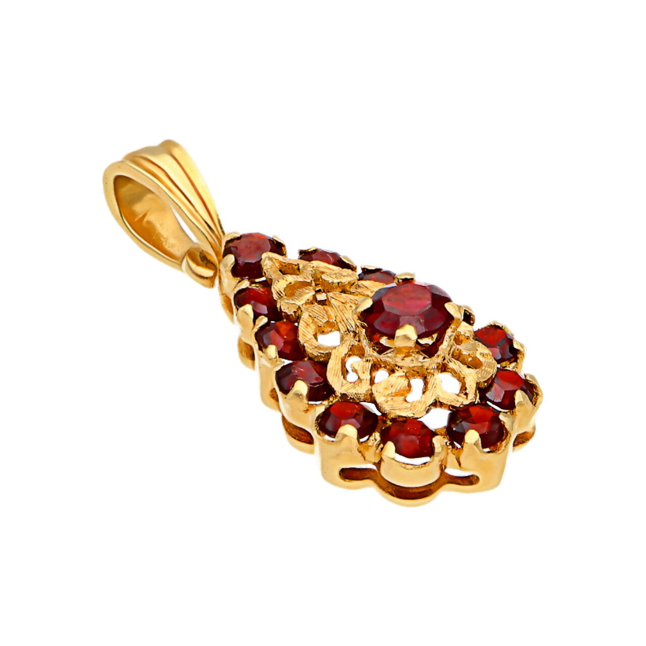 Ciondolo a goccia in oro giallo con granati_2