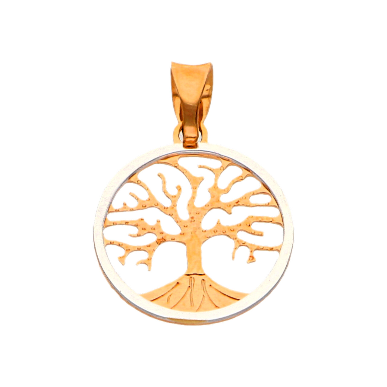 Ciondolo albero della vita oro rosa e bianco