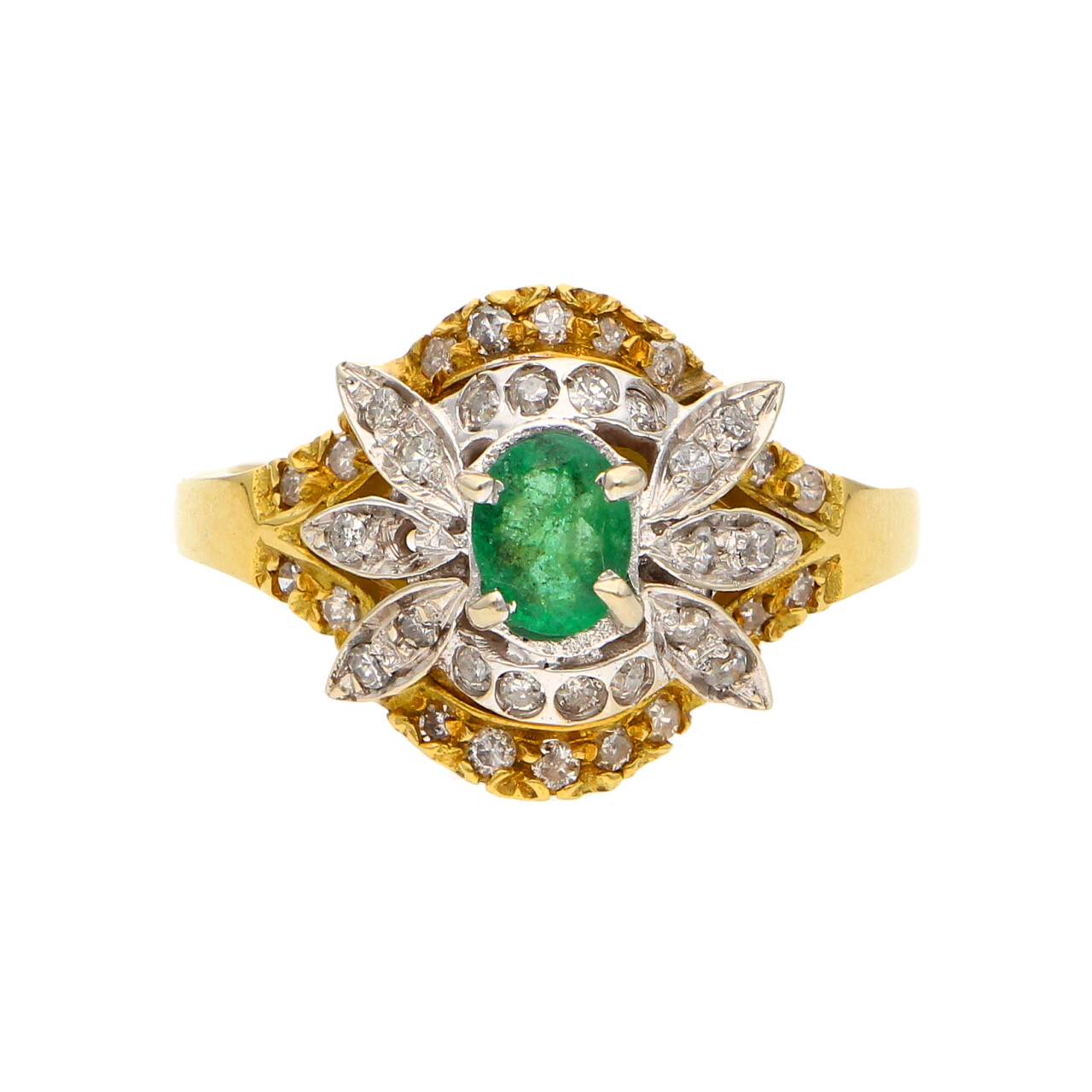 Anello due ori con diamanti e smeraldo_1