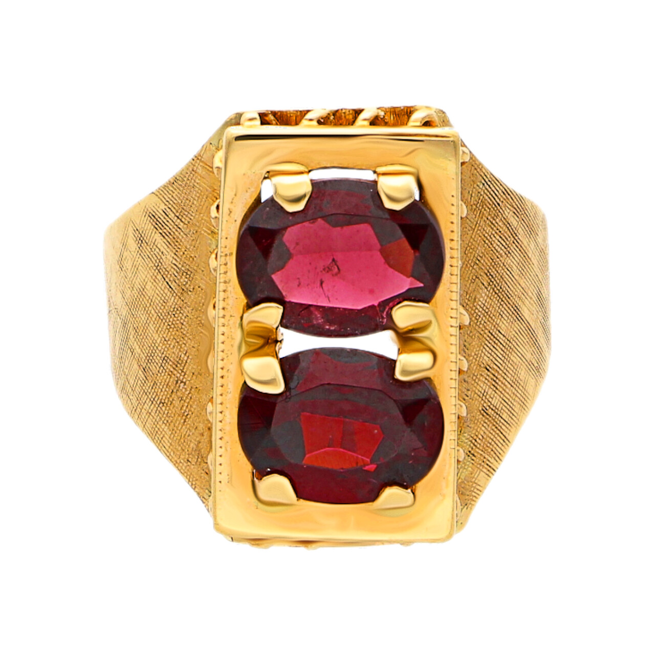 Anello oro giallo con granati