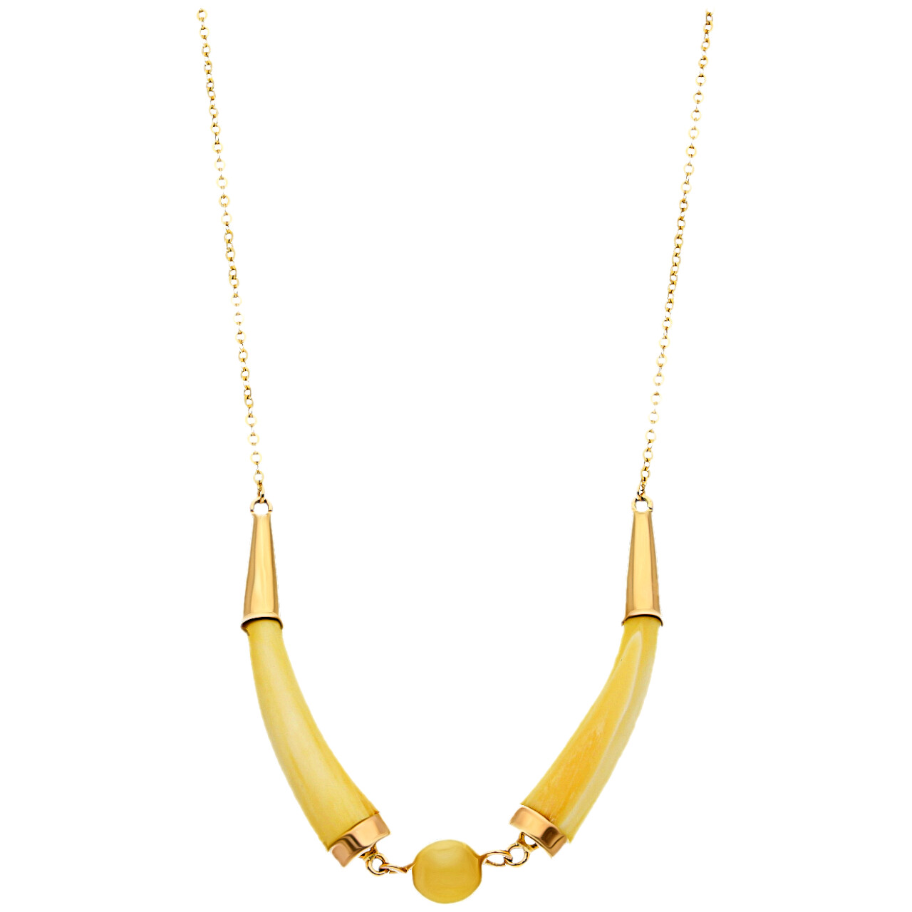 Collana oro giallo con inserti in avorio_1