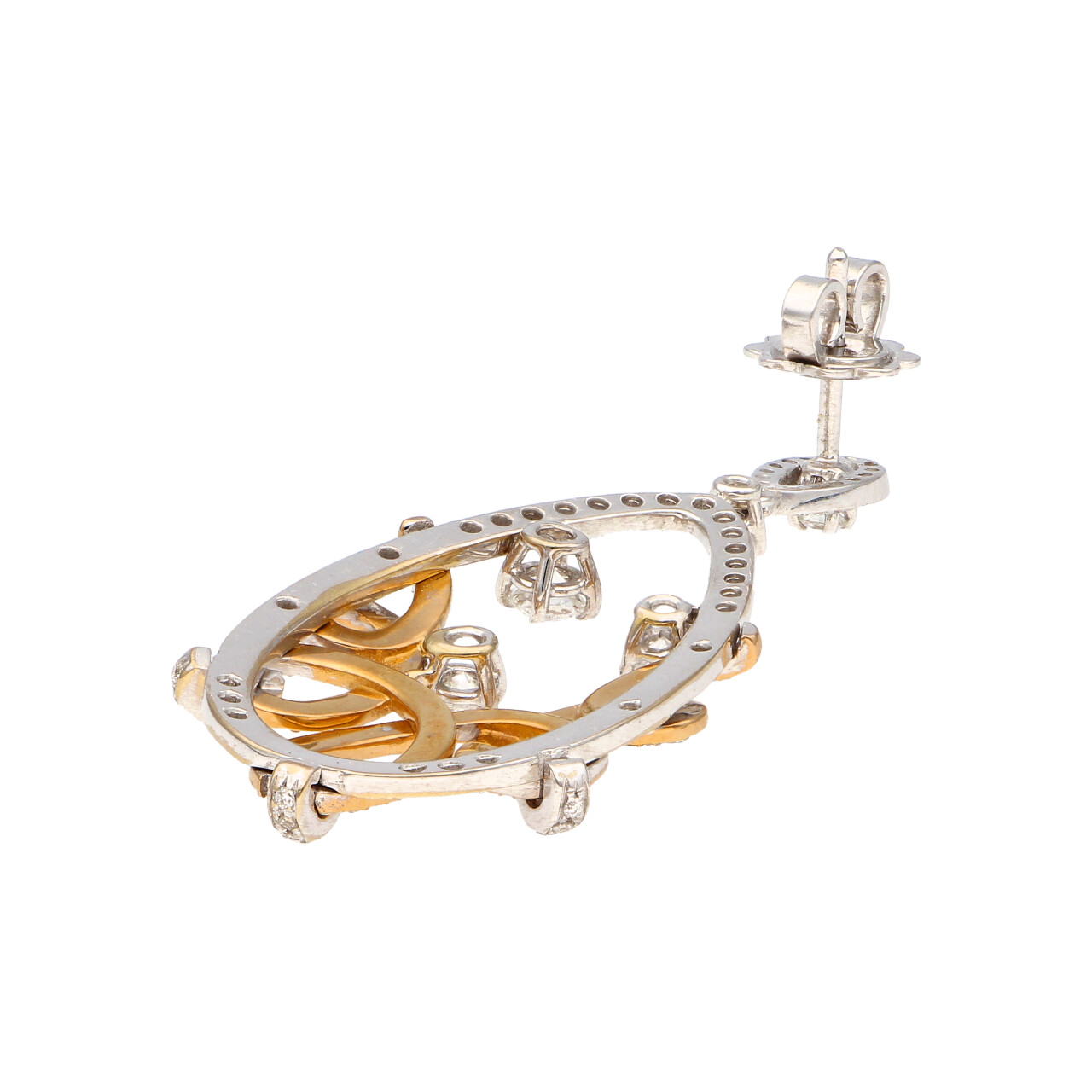 Orecchini pendenti oro bianco e rosa con diamanti 3,06 ct._4