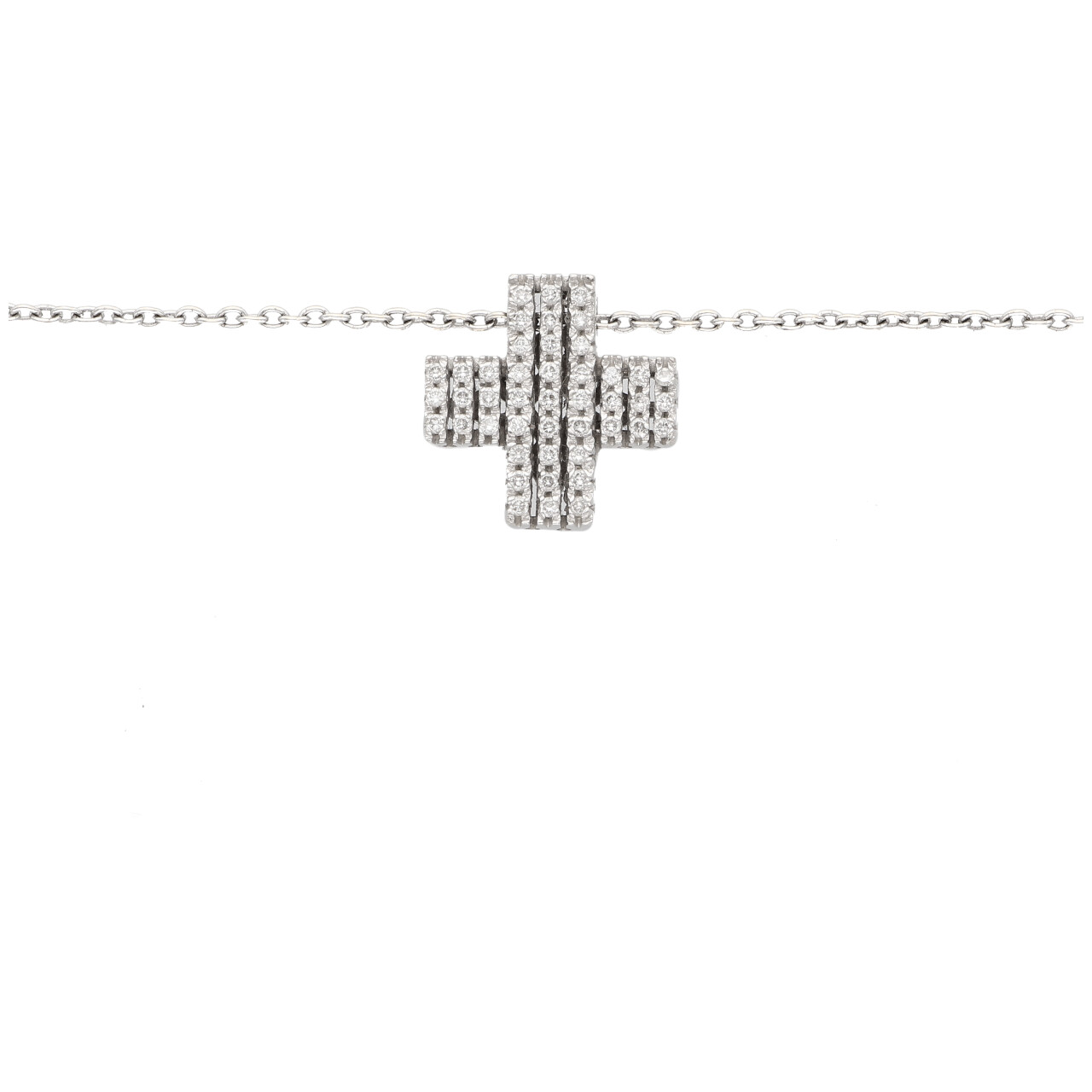 Collana con pendente croce oro bianco e diamanti_2