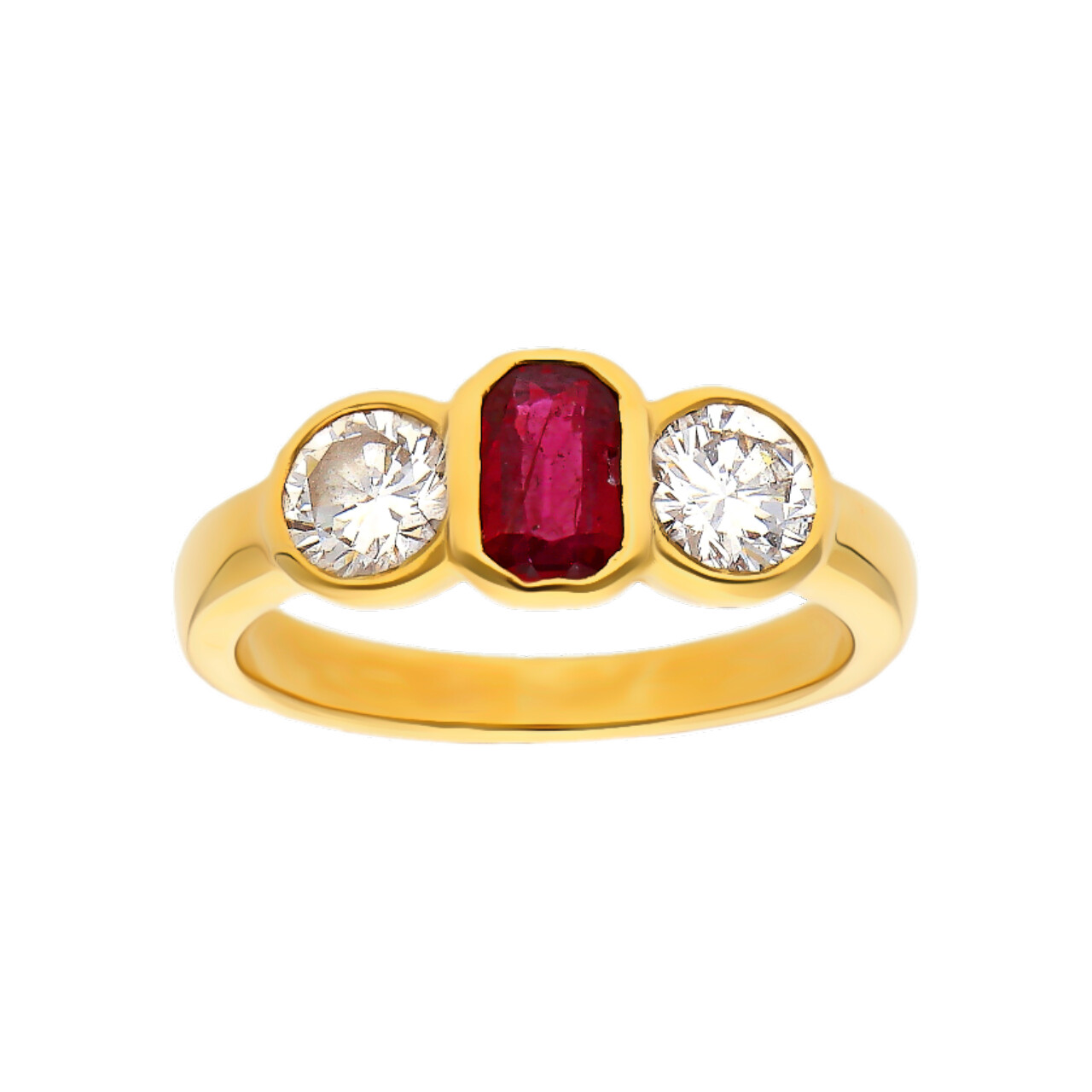 Ring aus 18 Karat Gelbgold mit Rubin und Diamanten
