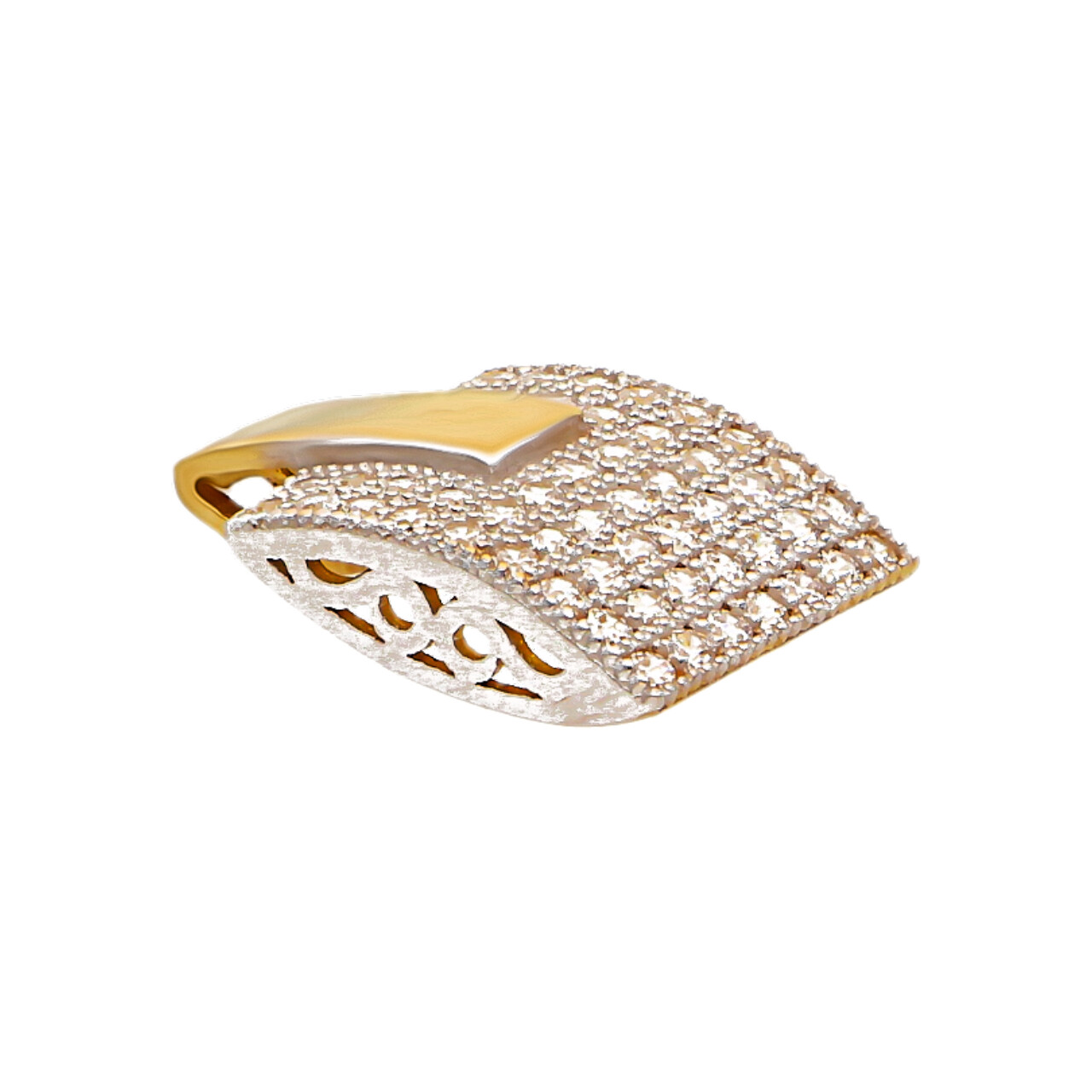 Ciondolo due ori 14kt con pavè di zirconi_2