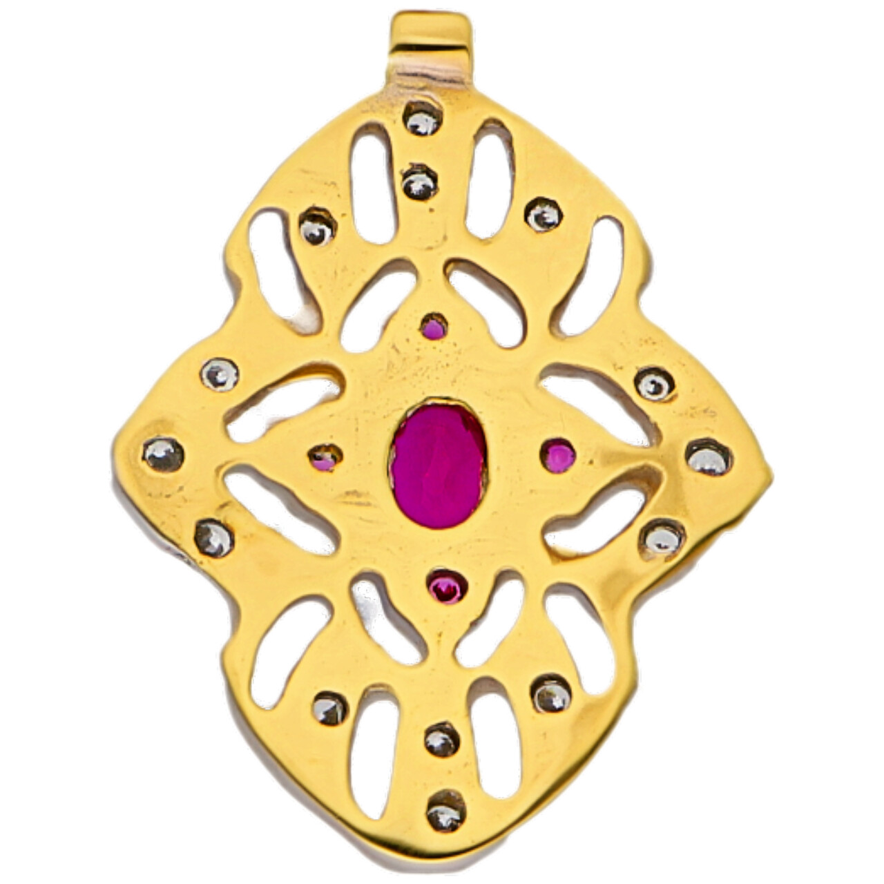 Collana vintage due ori con rubini e zirconi_3