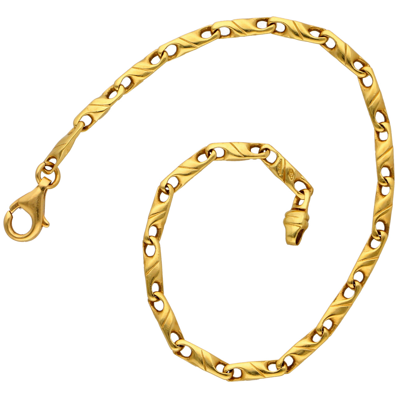 Bracciale oro giallo maglia figaro lavorata e incisa_4
