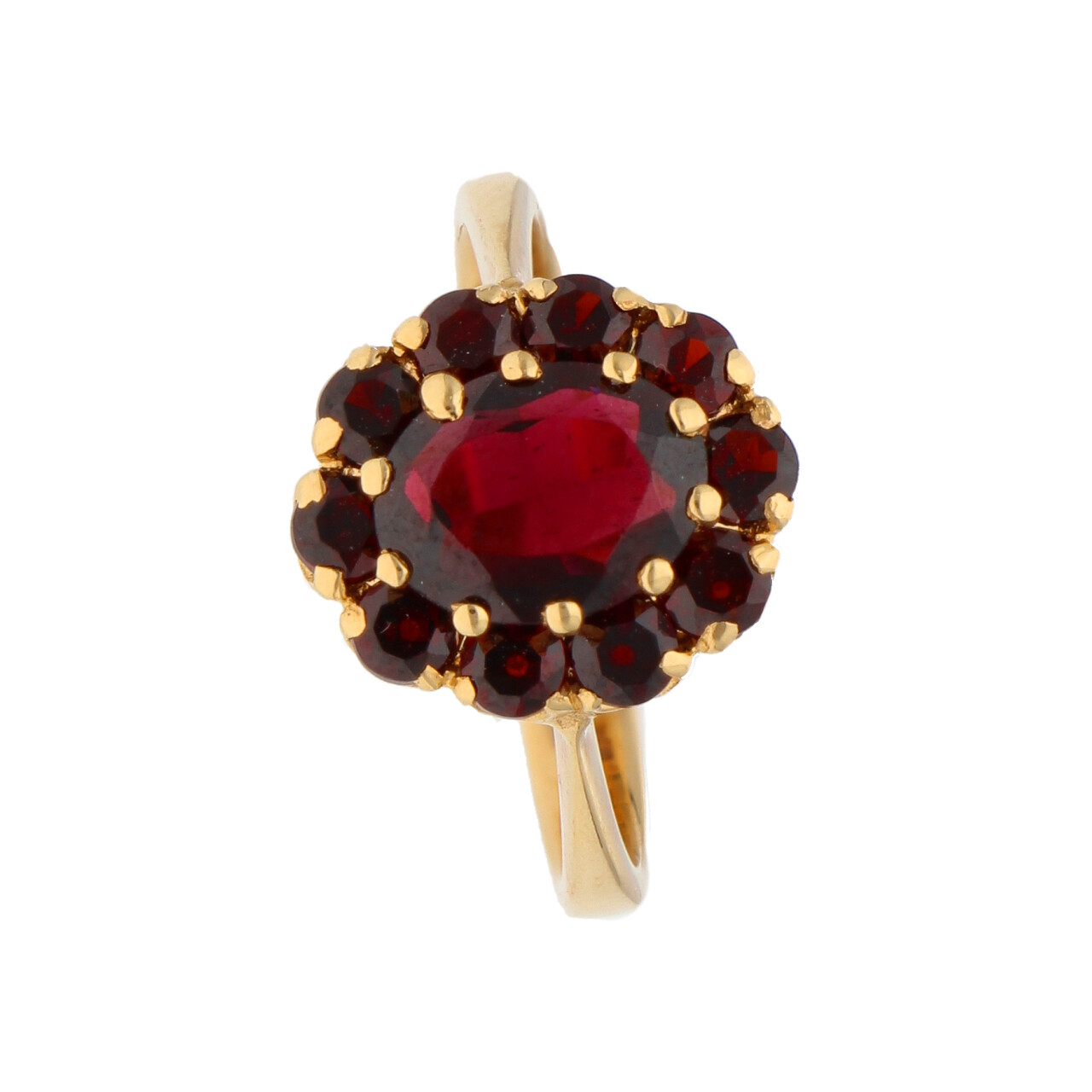 Anello in oro giallo con granati_2