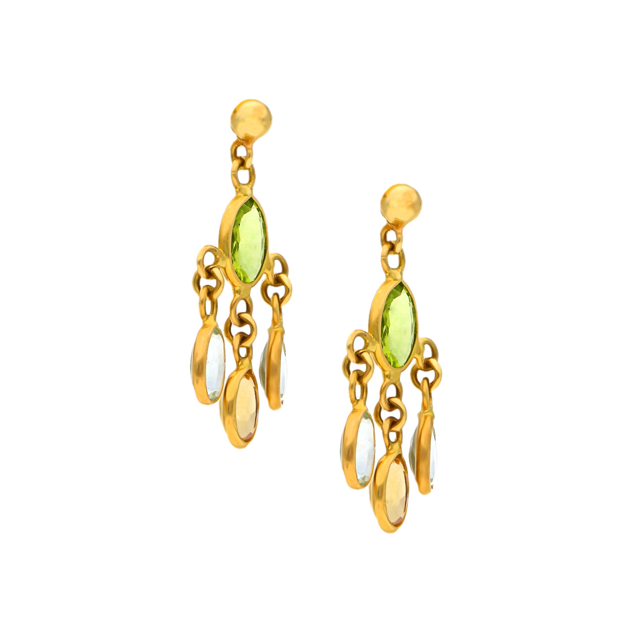 Orecchini pendenti oro giallo con quarzi colorati_2