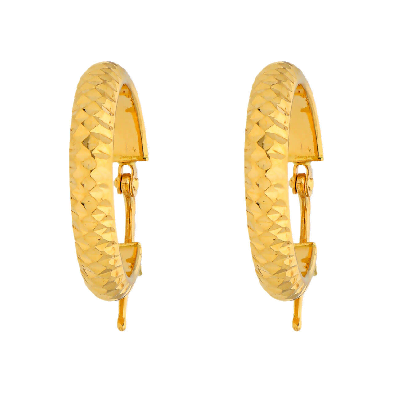 Orecchini cerchio oro giallo con lavorazione diamantata_1