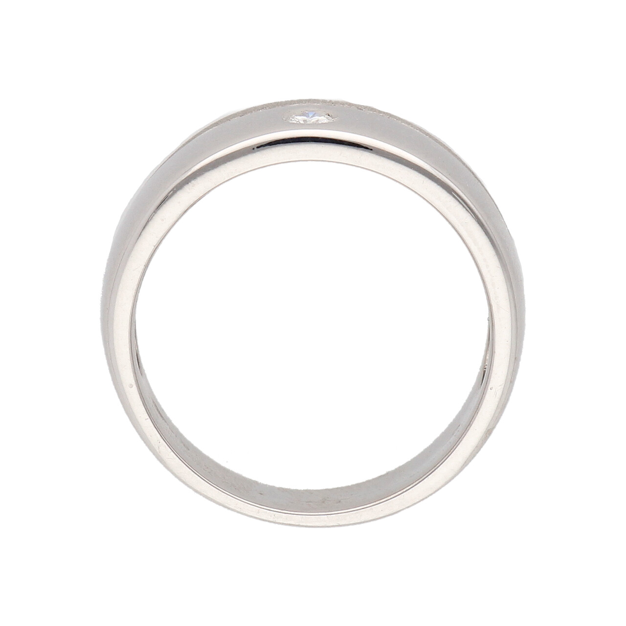 Anello oro bianco con diamante e finitura satinata_4