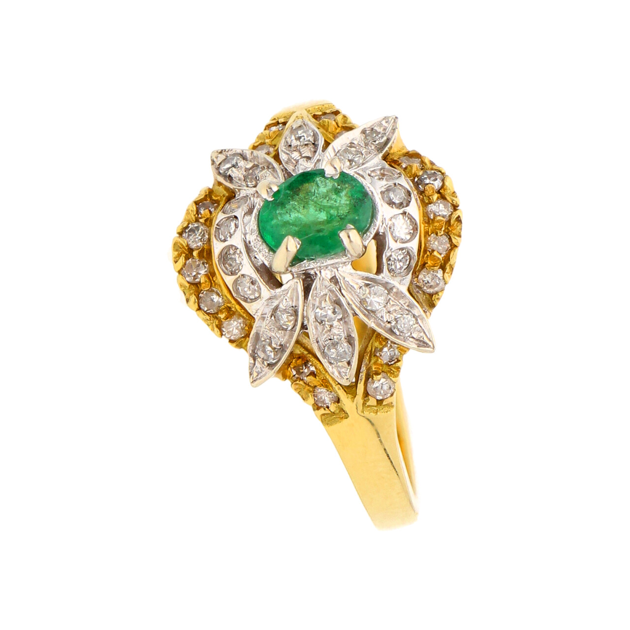 Anello due ori con diamanti e smeraldo_2