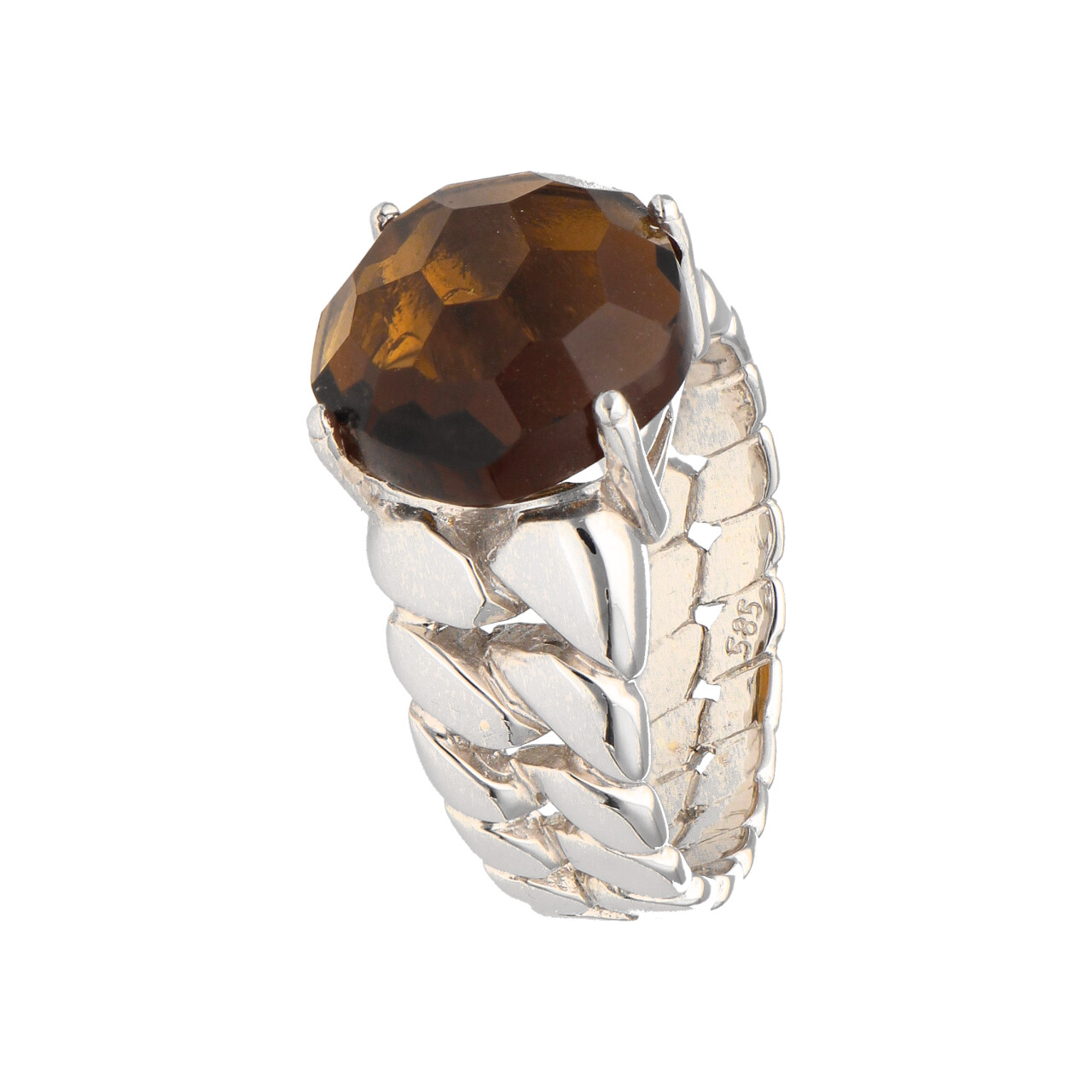 Anello oro bianco 14kt con quarzo morione_3