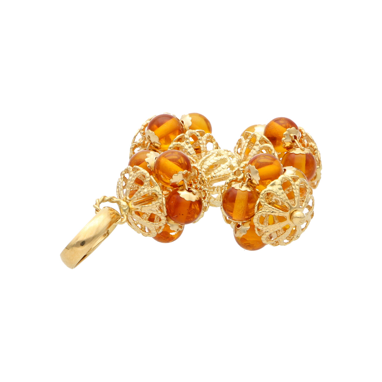 Ciondolo oro giallo artigianale con ambra_2