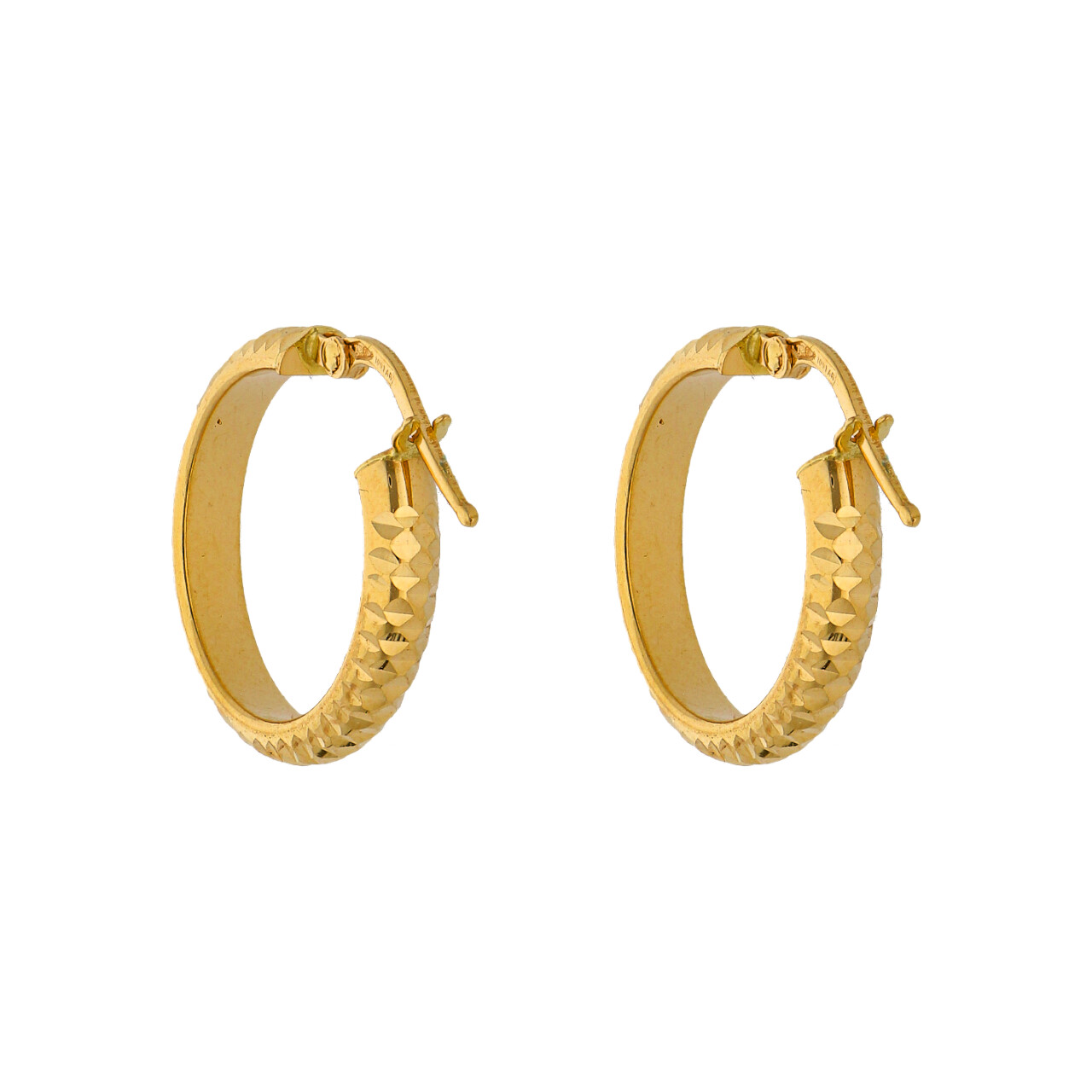 Orecchini cerchio oro giallo con lavorazione diamantata_2