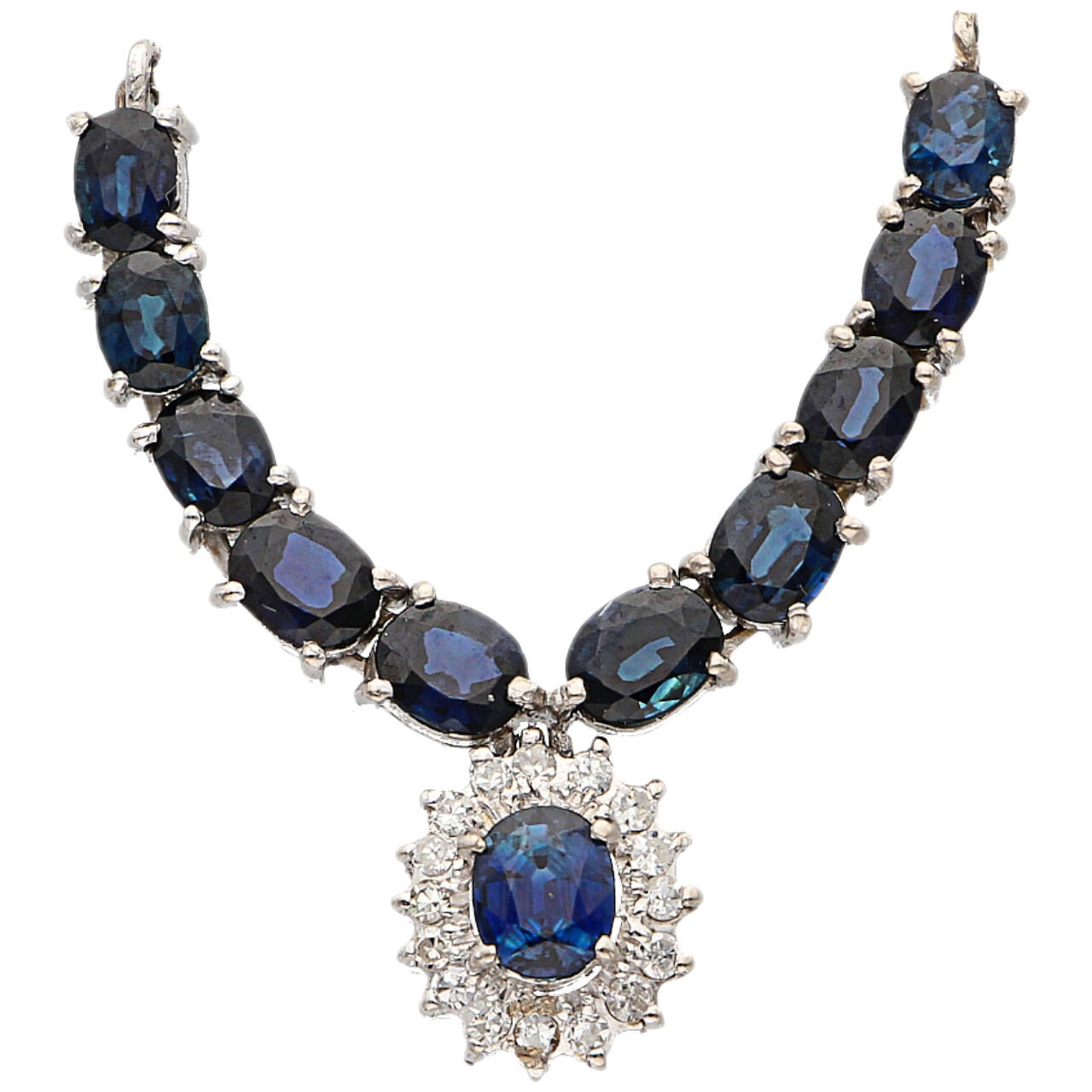 Collier reale oro bianco con zaffiri e diamanti_2