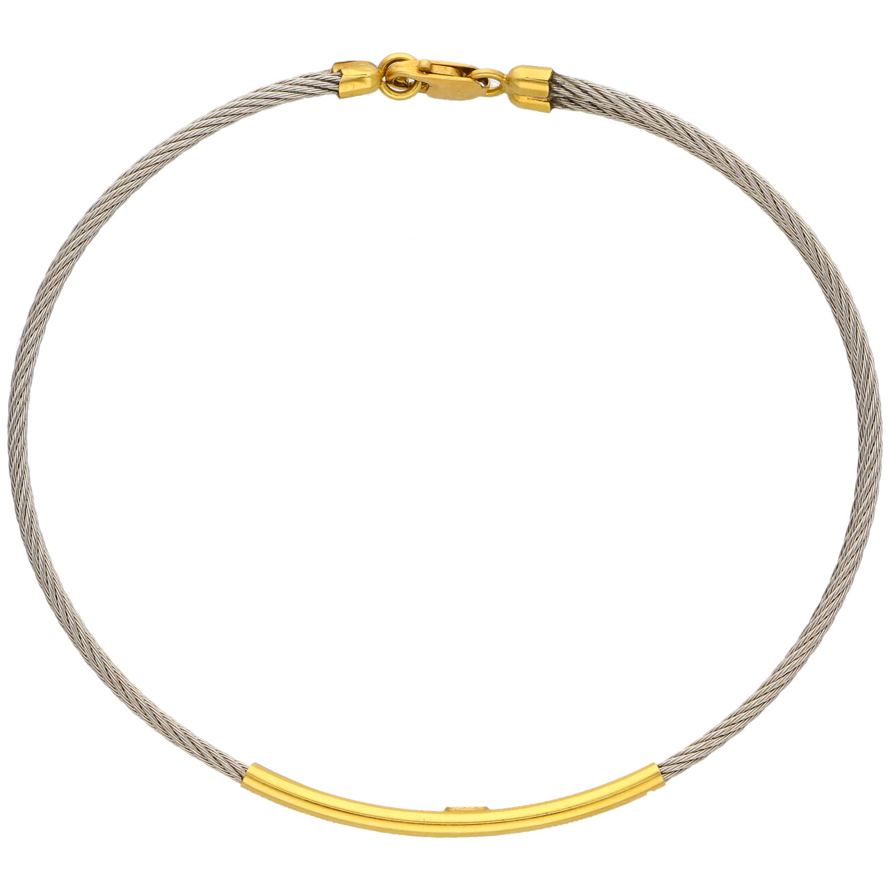 Bracciale rigido oro giallo e acciaio_2