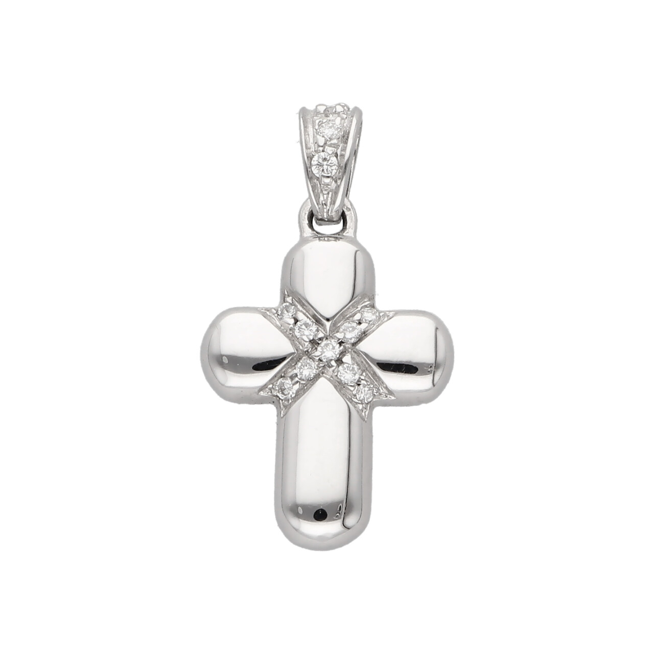 Croce oro bianco con diamanti 0,14 ct._1