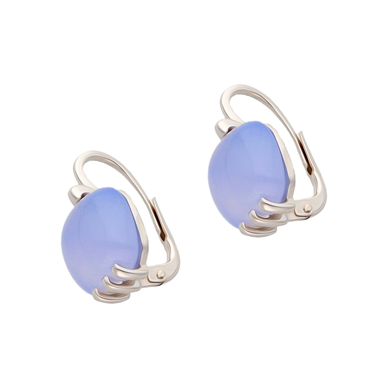 Orecchini oro bianco con pietra lilla_4