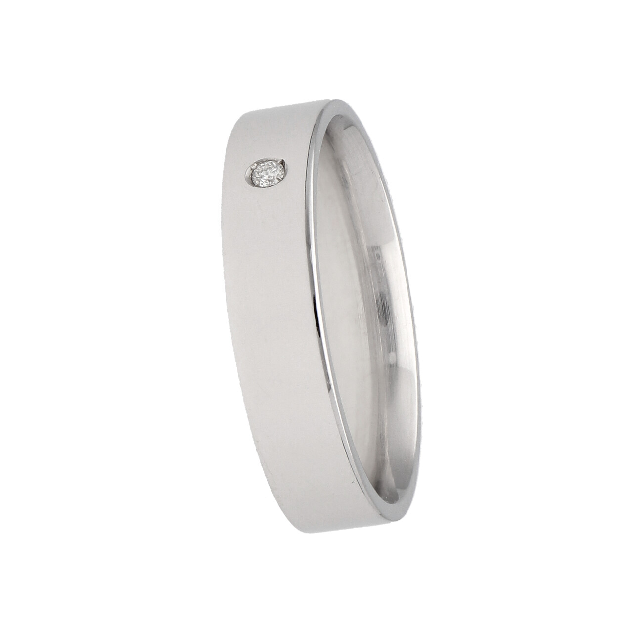 Anello fascia oro bianco con diamante_2