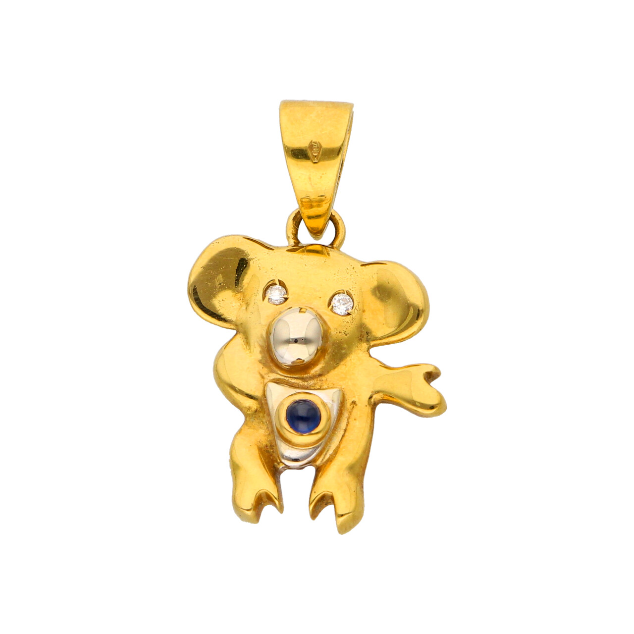 Ciondolo koala due ori con diamante e zaffiro_1