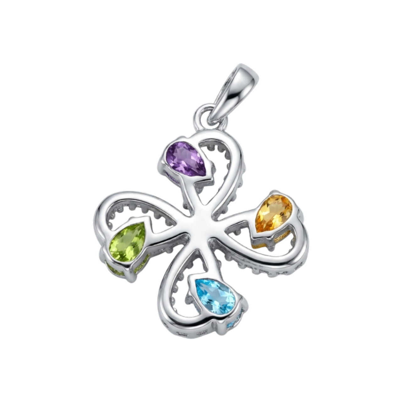 Ciondolo in oro bianco con zirconi e quarzi colorati_3