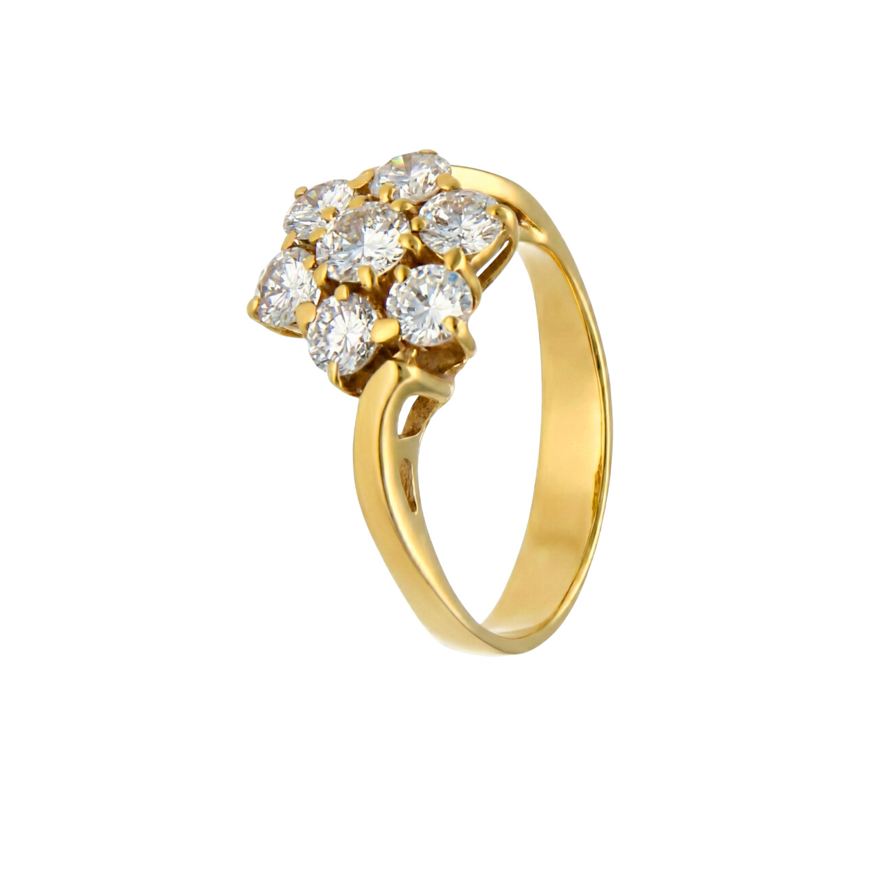Anello oro giallo fiore di diamanti 1.50 ct_2