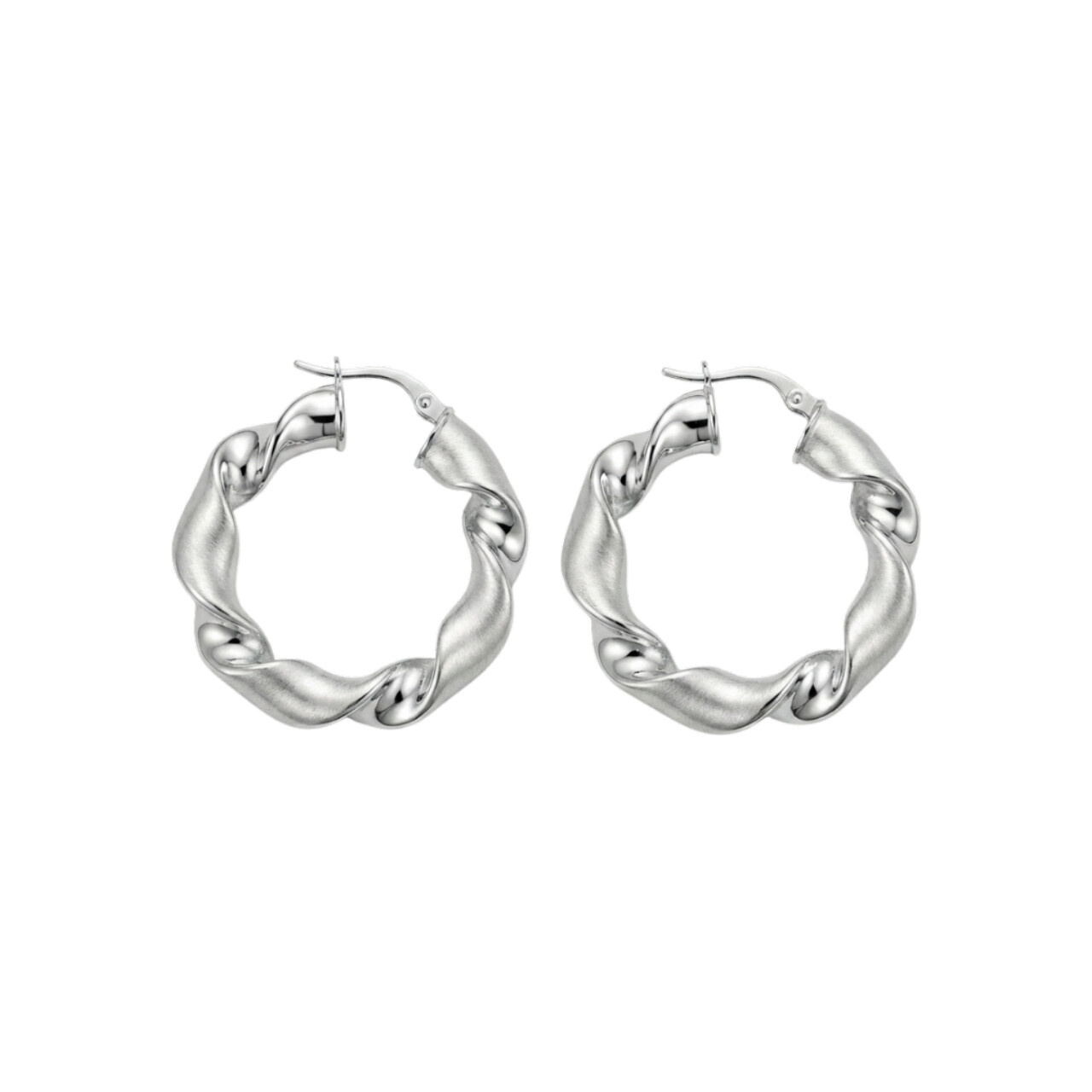 Orecchini in oro bianco lavorazione satinata_1