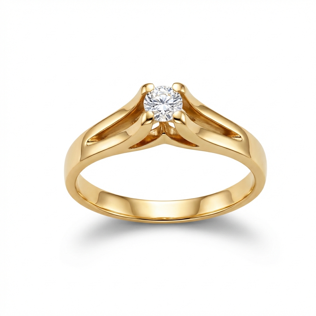 Solitär-Ring aus 18 Karat Gelbgold mit Brillant-Diamant