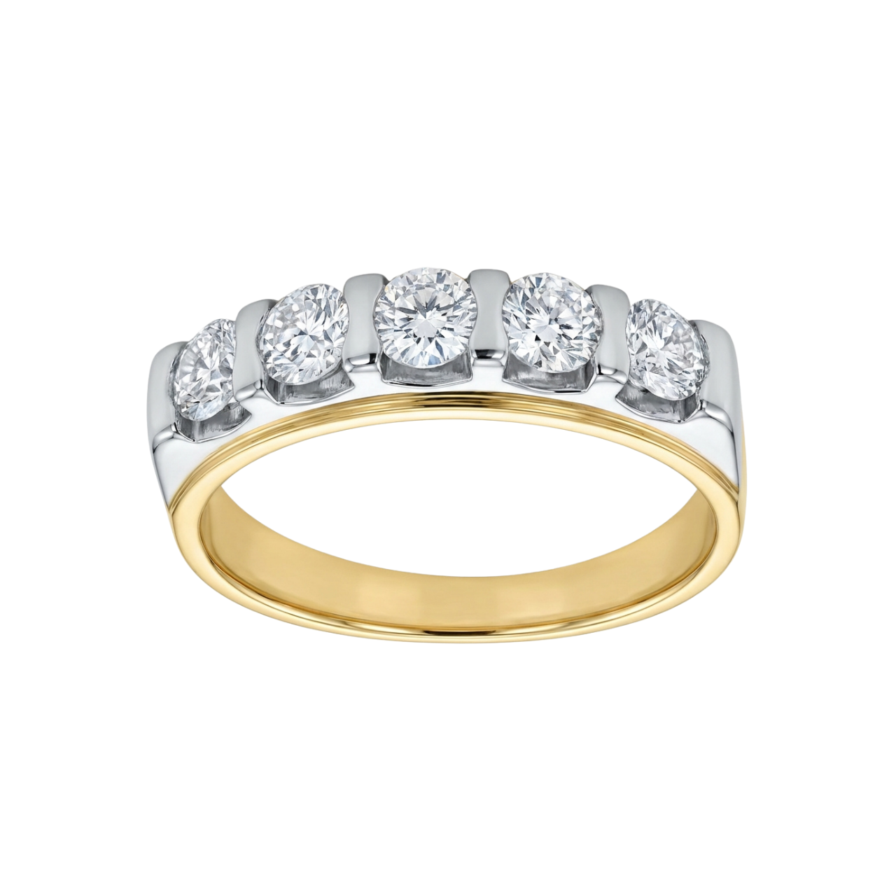 Anello in oro giallo e bianco con diamanti_1