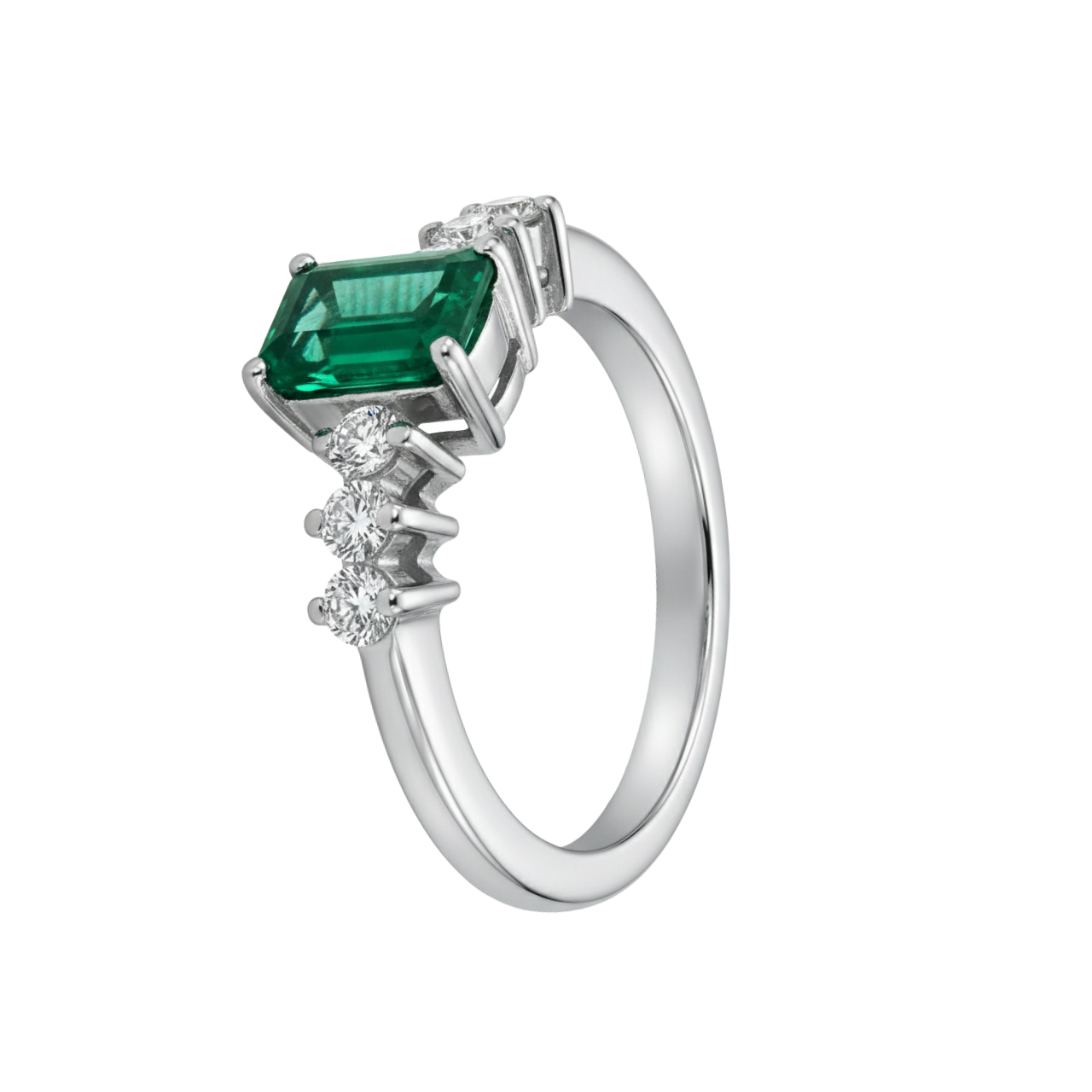 Anello oro bianco con smeraldo e diamanti_2