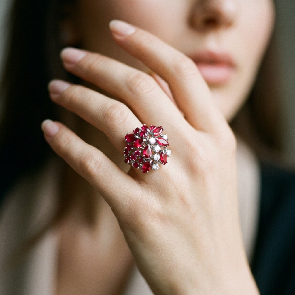 Anello oro bianco con rubini e diamanti_4