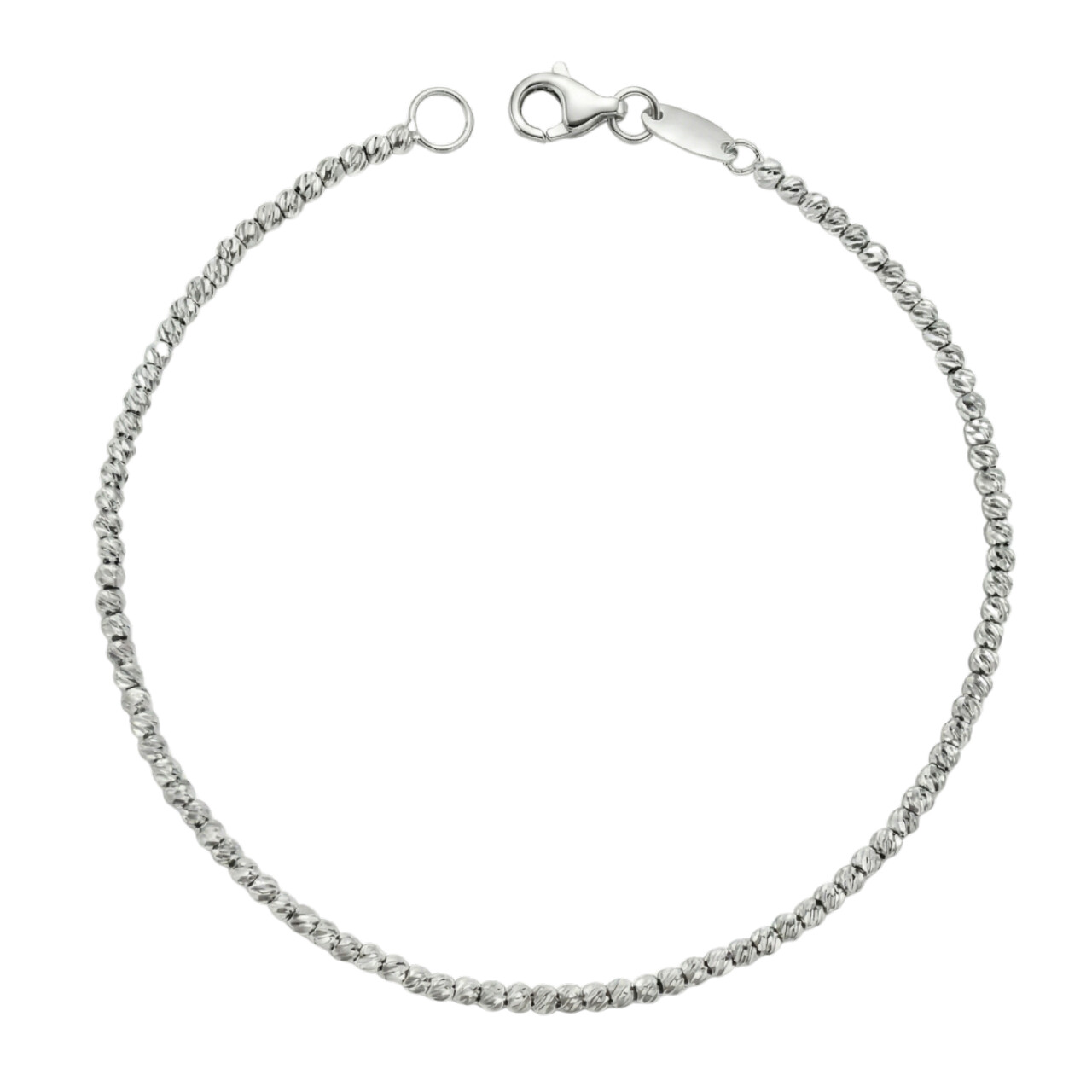 Bracciale oro bianco con sfere effetto diamantato_1