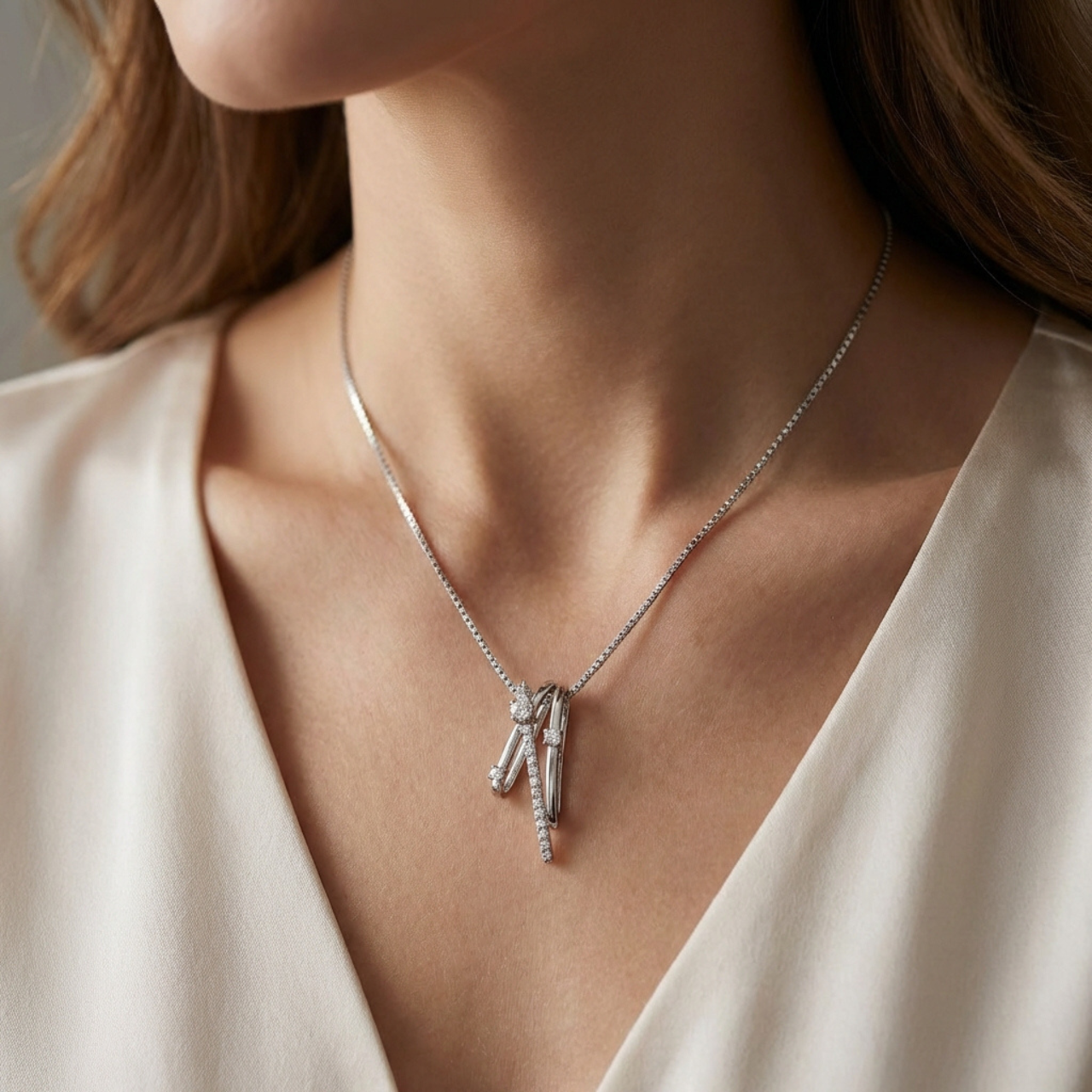 Collana e pendente in oro bianco e diamanti_3