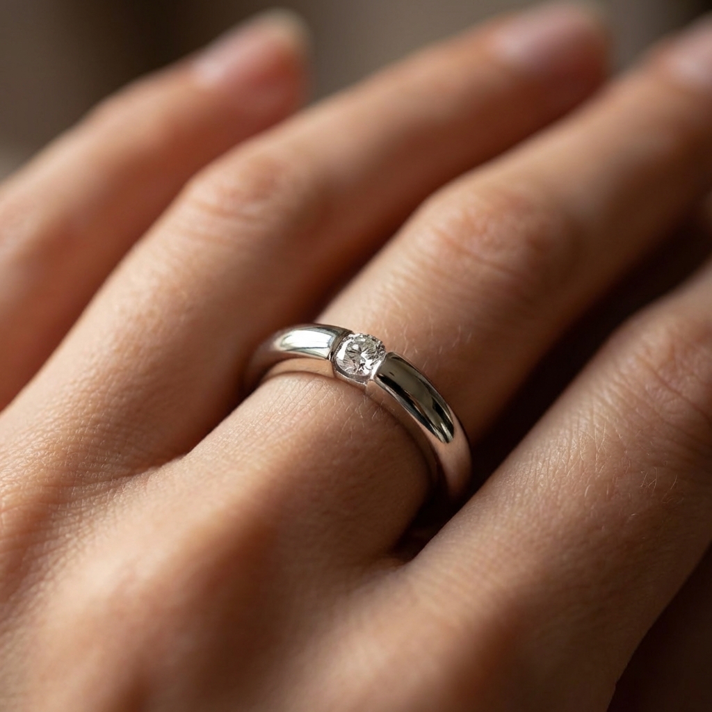 Anello in oro bianco con diamante_4