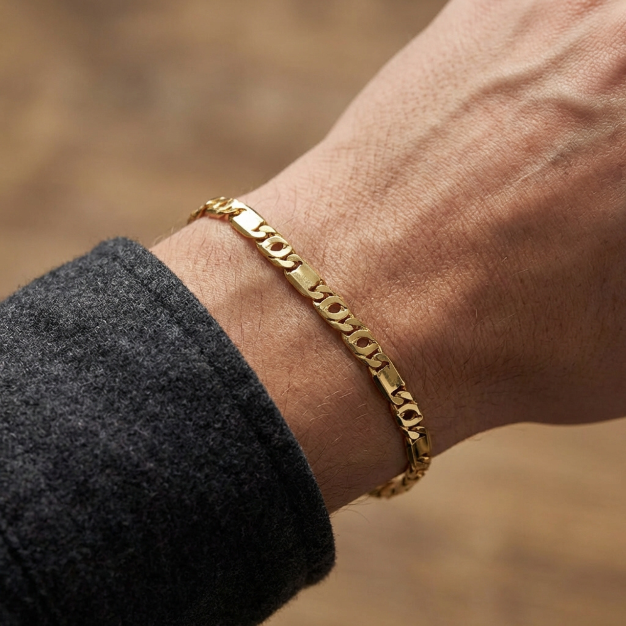 Bracciale in oro giallo maglia occhio di pernice_4