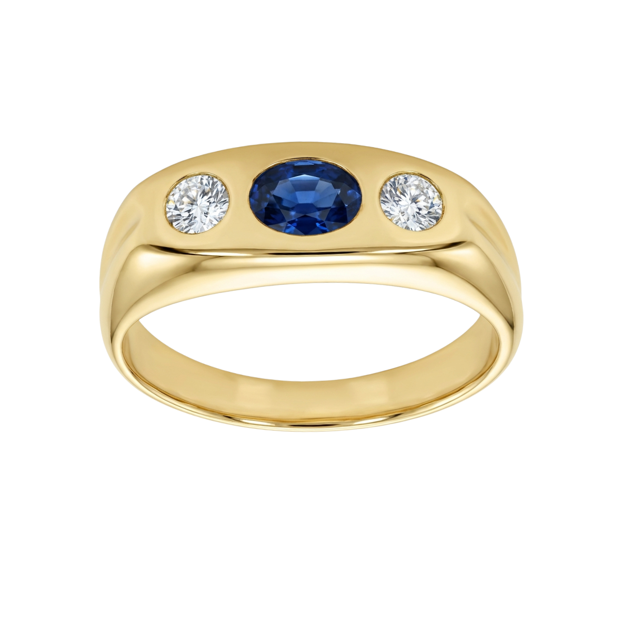 Anello oro giallo con zaffiro e diamanti_1