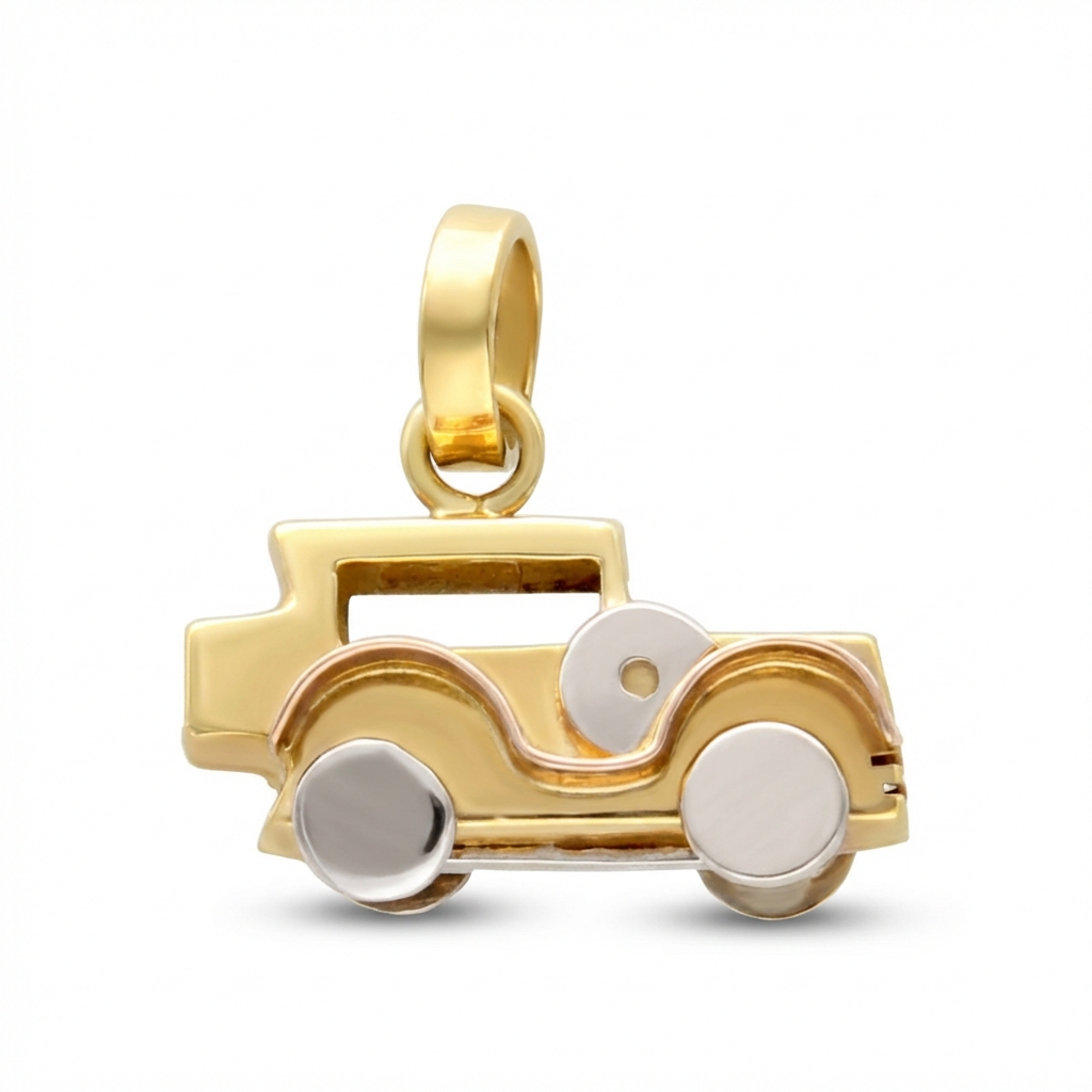 Ciondolo automobile in oro giallo e bianco_1