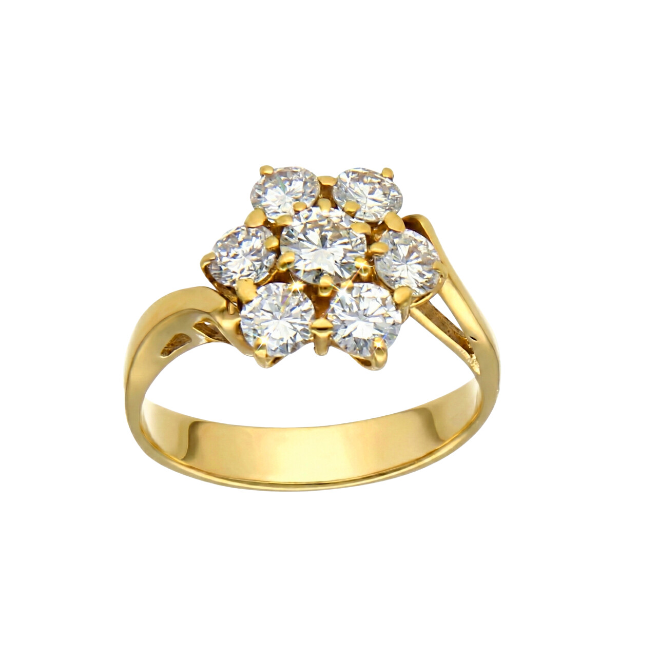 Anello oro giallo fiore di diamanti 1.50 ct_1