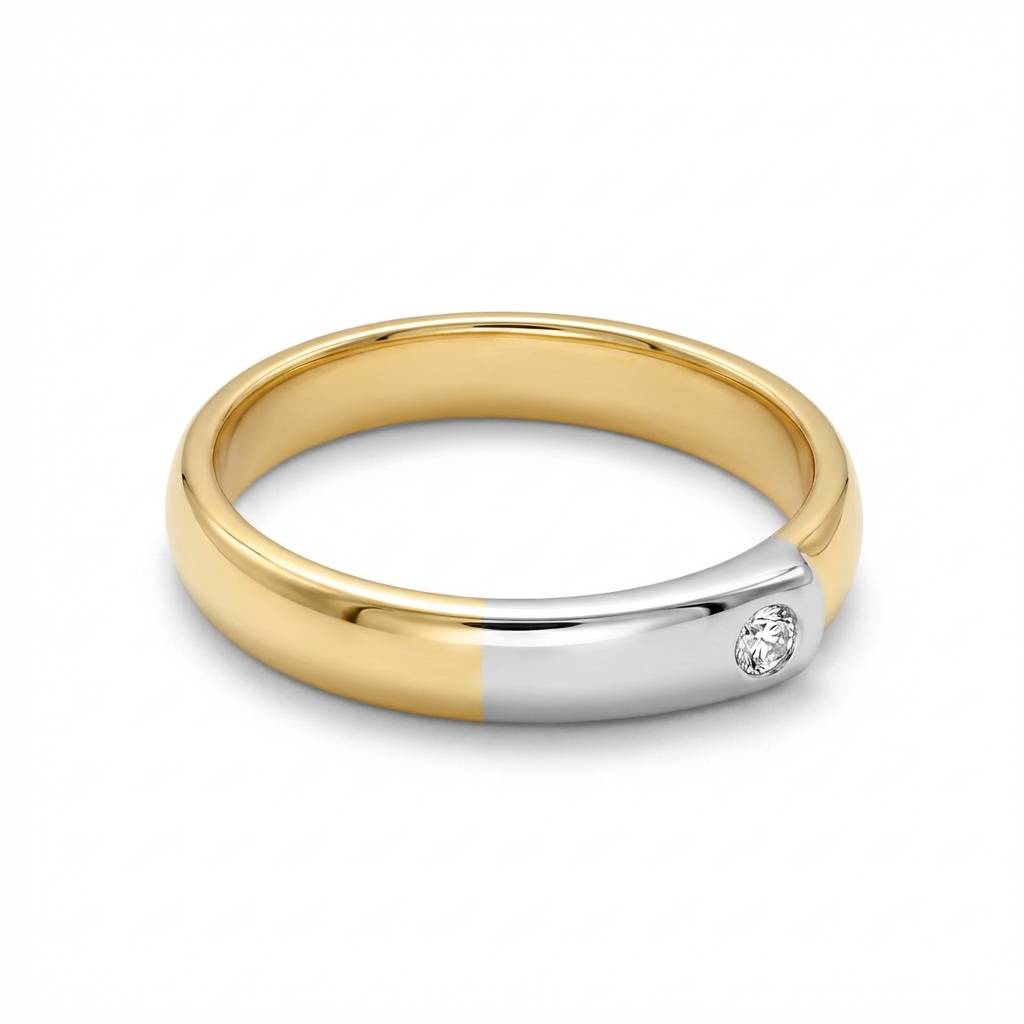 Anello in oro giallo e bianco con diamante_3